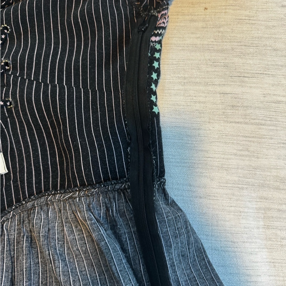 Antix Pinstripe Puff Sleeve Dress with Storybook Border Print - Picture 5 of 5